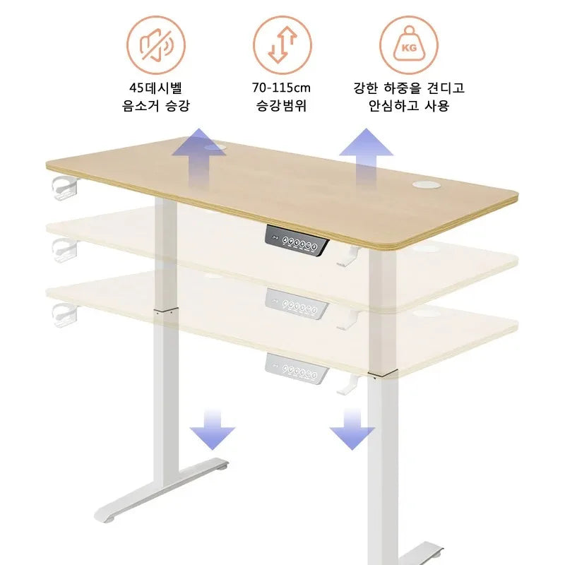 Electric Stand Up Desk Workstation Whole-Piece Desktop With Cup and headphone holder Ergonomic Height Adjustable Standing Desk