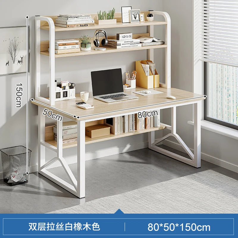 Modern Minimalist Desk Bookshelf Integrated with Student Study Desks, Writing Desks, Bedroom Home Desktop Computer Desks