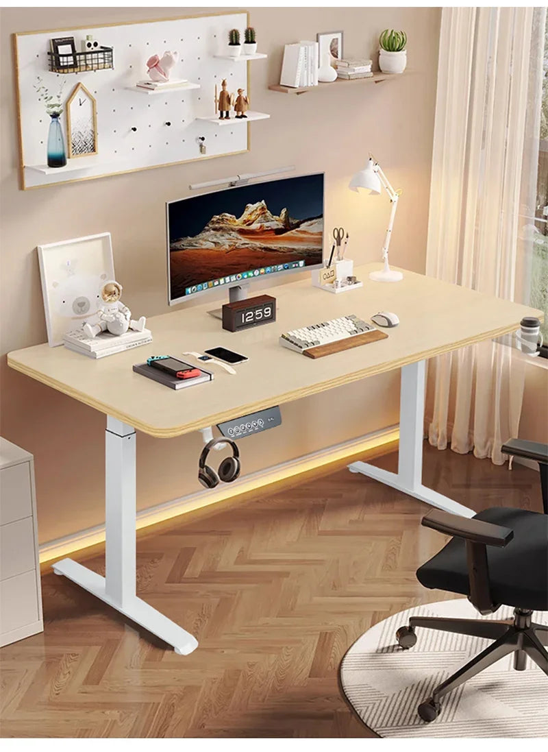 Electric Stand Up Desk Workstation Whole-Piece Desktop With Cup and headphone holder Ergonomic Height Adjustable Standing Desk