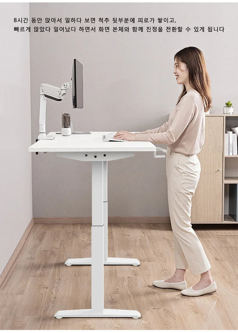 Electric Stand Up Desk Workstation Whole-Piece Desktop With Cup and headphone holder Ergonomic Height Adjustable Standing Desk