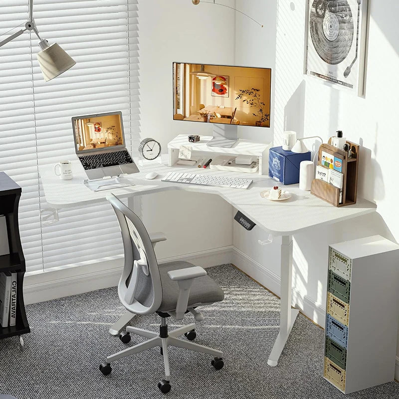 L Shaped Electric Standing Desk Height-adjustable Desk for Study Esports StandUp Corner Computer Desk Home Office Sit Stand Desk