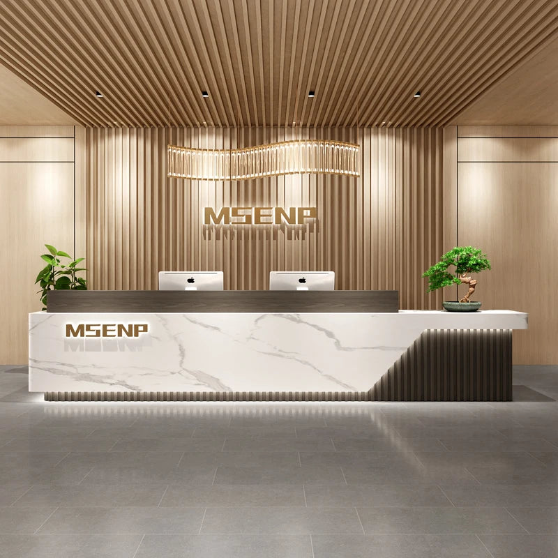 Customized Glamour Reception Desks Exquisite Trendy Luxury Reception Desks Simple Storage Theke Empfang Commercial Furniture