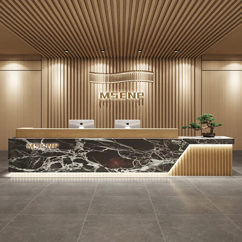 Customized Glamour Reception Desks Exquisite Trendy Luxury Reception Desks Simple Storage Theke Empfang Commercial Furniture