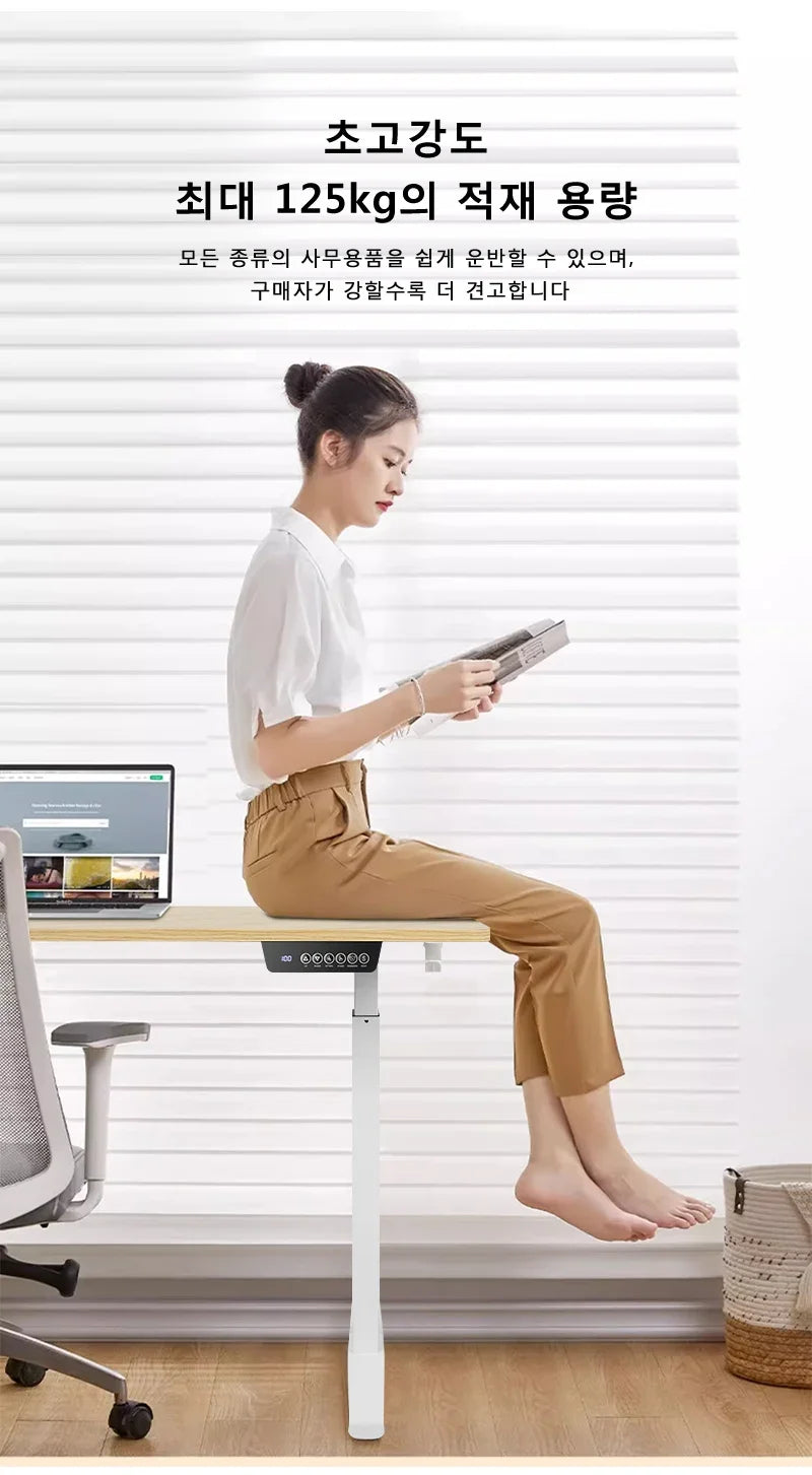 Electric Stand Up Desk Workstation Whole-Piece Desktop With Cup and headphone holder Ergonomic Height Adjustable Standing Desk