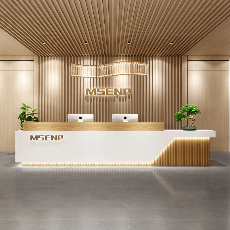 Customized Glamour Reception Desks Exquisite Trendy Luxury Reception Desks Simple Storage Theke Empfang Commercial Furniture