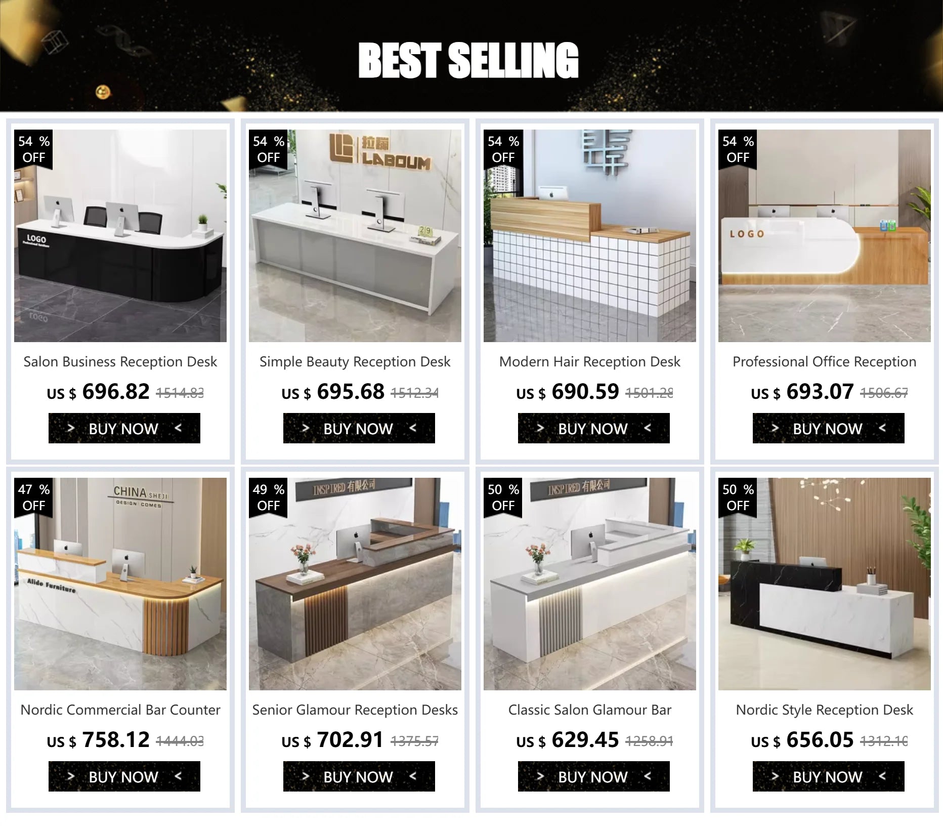 Decoration Luxury Reception Desks Display Counter Salon Reception Desks DesignModern Mostrador Negocio Commercial Furniture