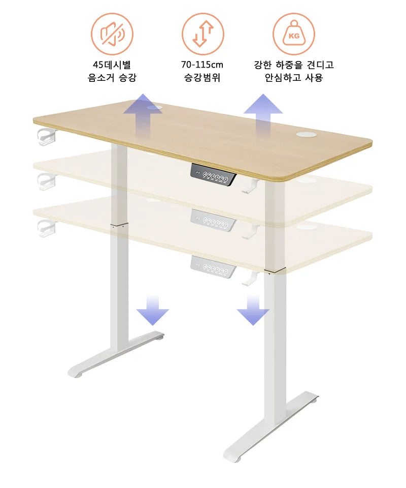 Electric Stand Up Desk Workstation Whole-Piece Desktop With Cup and headphone holder Ergonomic Height Adjustable Standing Desk