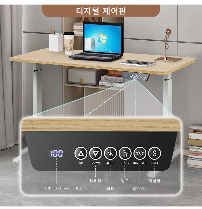 Electric Stand Up Desk Workstation Whole-Piece Desktop With Cup and headphone holder Ergonomic Height Adjustable Standing Desk