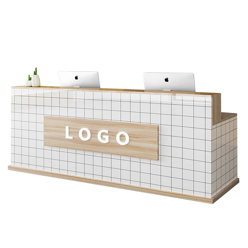 Custom Black Reception Desks Stylish Design Front Checkout Reception Desks Beauty Salon Mostrador Negocio Commercial Furniture