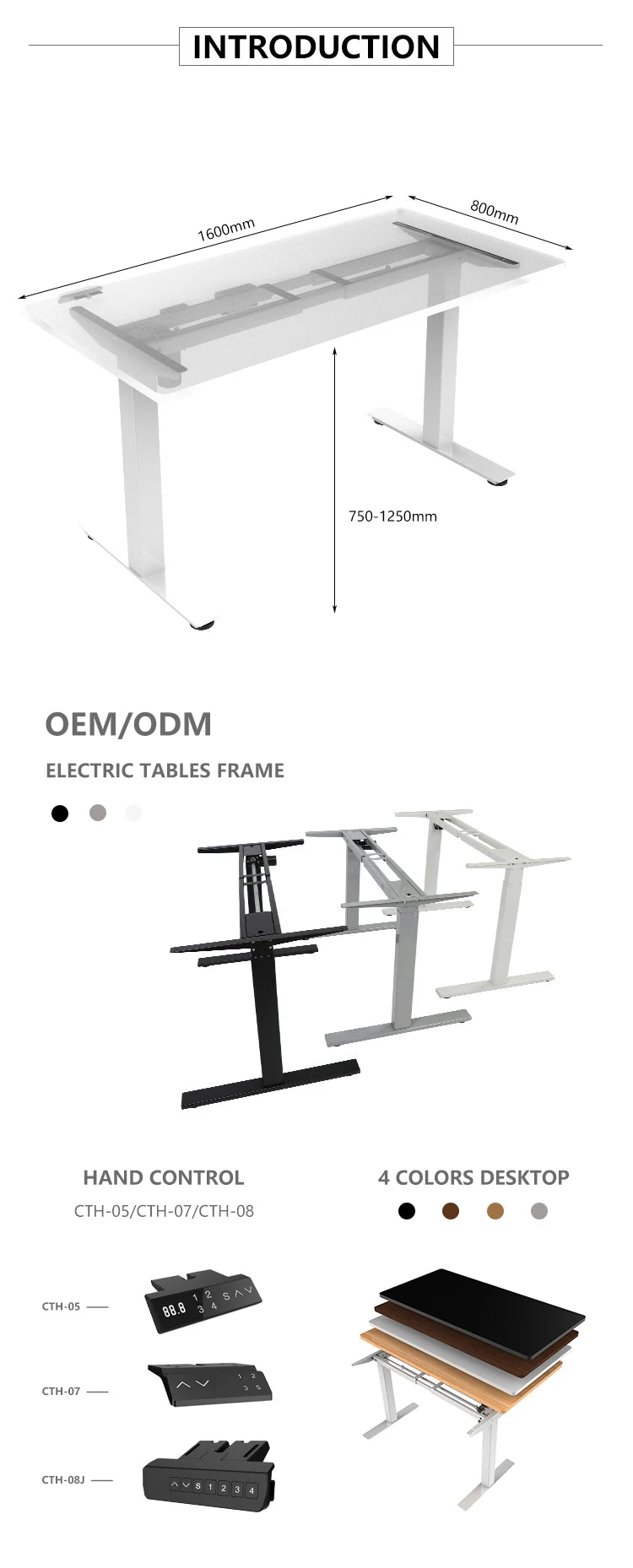 Furniture Home Standing Desks Ergonomic Design Healthy Computer Tables Electric Height Adjustable Desk