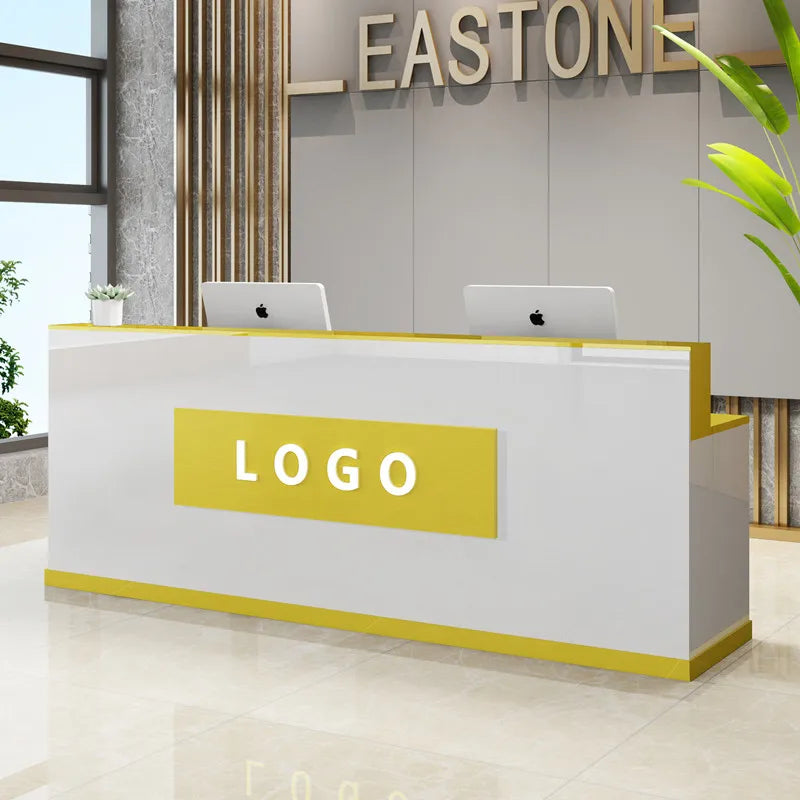 Custom Black Reception Desks Stylish Design Front Checkout Reception Desks Beauty Salon Mostrador Negocio Commercial Furniture