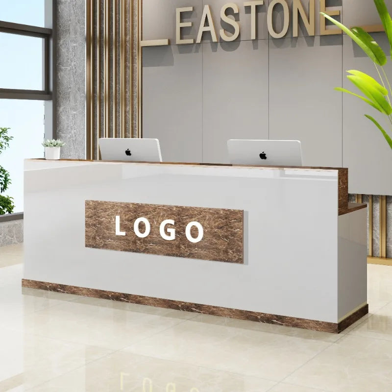 Custom Black Reception Desks Stylish Design Front Checkout Reception Desks Beauty Salon Mostrador Negocio Commercial Furniture