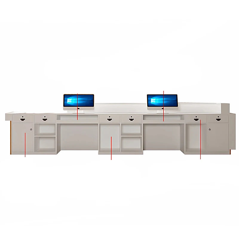 Customized Glamour Reception Desks Exquisite Trendy Luxury Reception Desks Simple Storage Theke Empfang Commercial Furniture