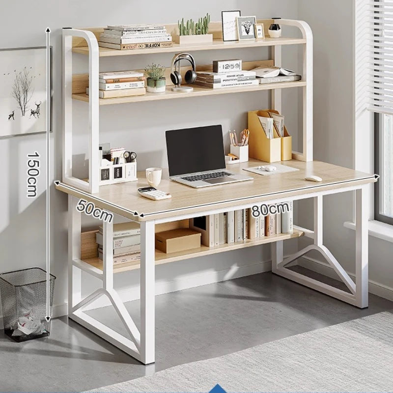 Modern Minimalist Desk Bookshelf Integrated with Student Study Desks, Writing Desks, Bedroom Home Desktop Computer Desks