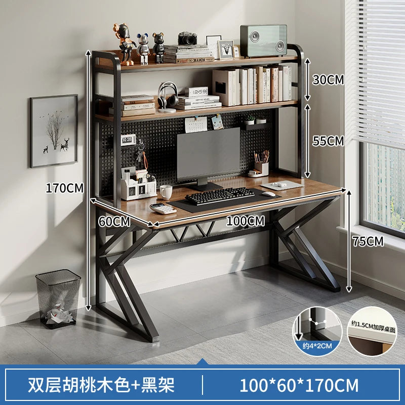 Modern Minimalist Desk Bookshelf Integrated with Student Study Desks, Writing Desks, Bedroom Home Desktop Computer Desks