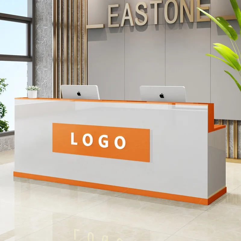 Custom Black Reception Desks Stylish Design Front Checkout Reception Desks Beauty Salon Mostrador Negocio Commercial Furniture