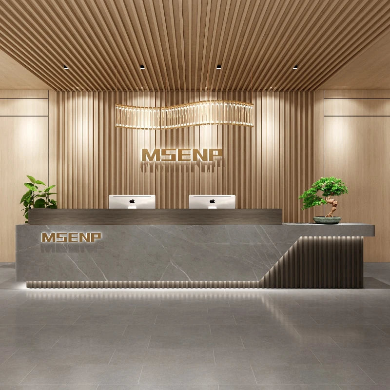 Customized Glamour Reception Desks Exquisite Trendy Luxury Reception Desks Simple Storage Theke Empfang Commercial Furniture