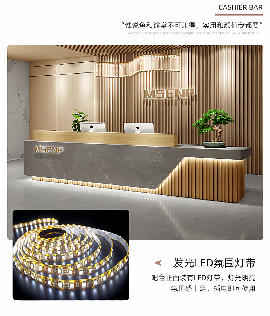 Customized Glamour Reception Desks Exquisite Trendy Luxury Reception Desks Simple Storage Theke Empfang Commercial Furniture