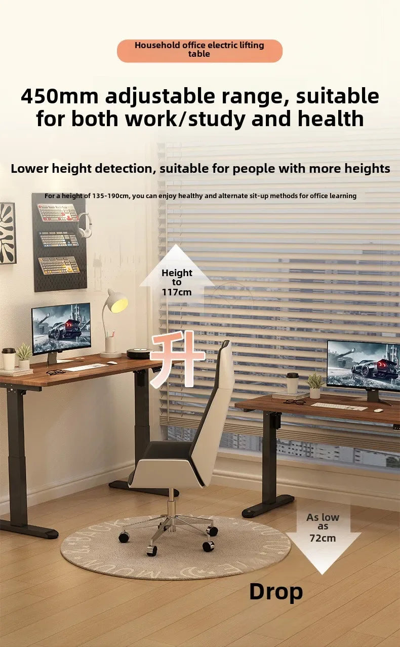 Custom Lift Height Adjustable Stand Electric Sit Stand Desk Frame Automatic Best Dual Motor Standing Desk Electric Heavy Duty