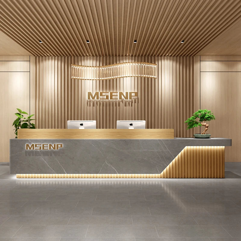 Customized Glamour Reception Desks Exquisite Trendy Luxury Reception Desks Simple Storage Theke Empfang Commercial Furniture