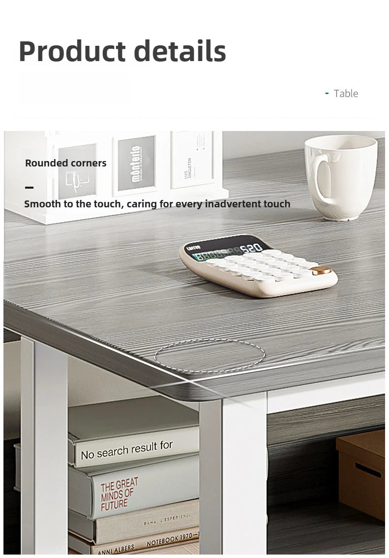 Modern Minimalist Desk Bookshelf Integrated with Student Study Desks, Writing Desks, Bedroom Home Desktop Computer Desks