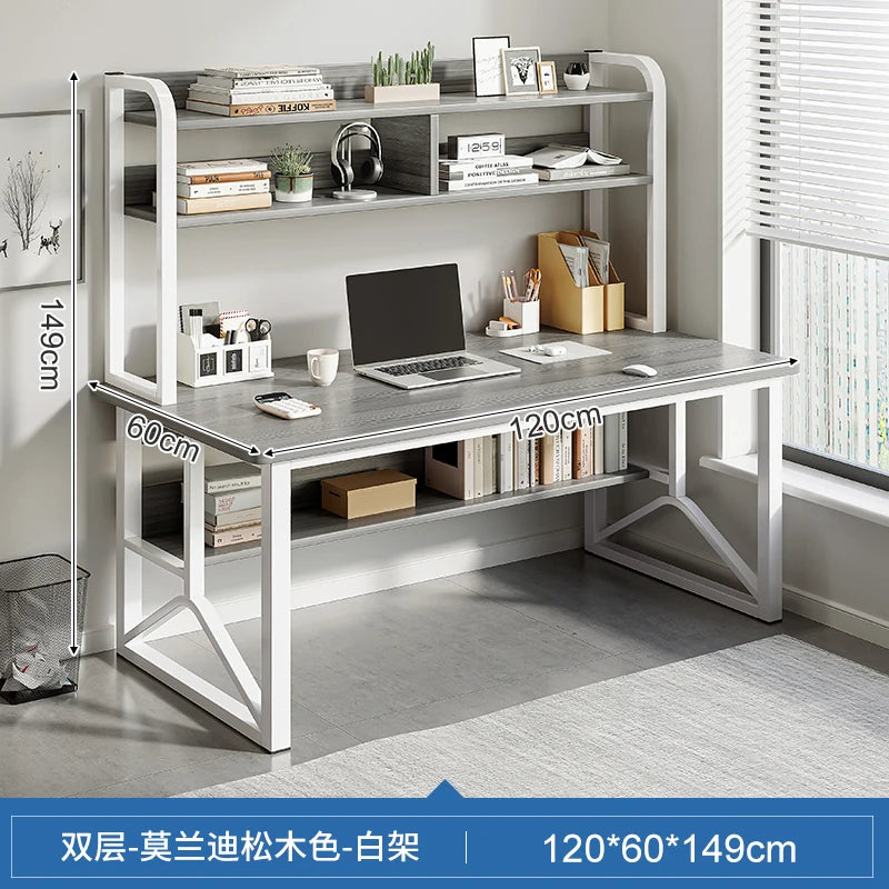 Modern Minimalist Desk Bookshelf Integrated with Student Study Desks, Writing Desks, Bedroom Home Desktop Computer Desks