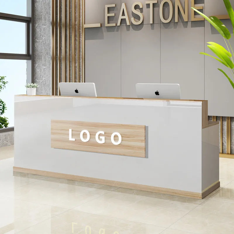 Custom Black Reception Desks Stylish Design Front Checkout Reception Desks Beauty Salon Mostrador Negocio Commercial Furniture