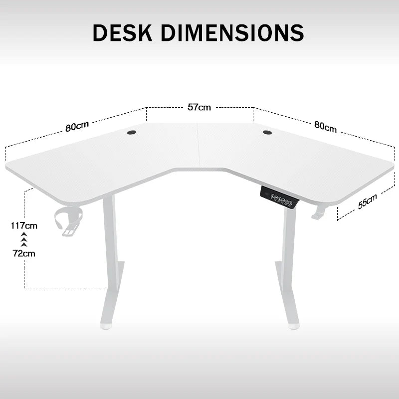 L Shaped Electric Standing Desk Height-adjustable Desk for Study Esports StandUp Corner Computer Desk Home Office Sit Stand Desk