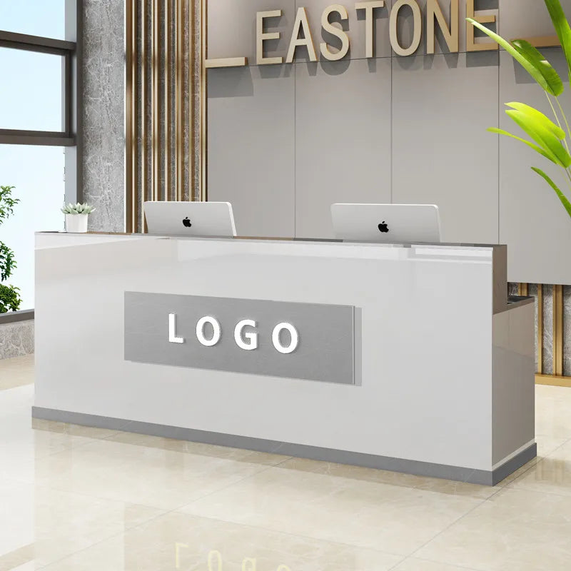 Custom Black Reception Desks Stylish Design Front Checkout Reception Desks Beauty Salon Mostrador Negocio Commercial Furniture