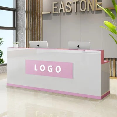 Custom Black Reception Desks Stylish Design Front Checkout Reception Desks Beauty Salon Mostrador Negocio Commercial Furniture