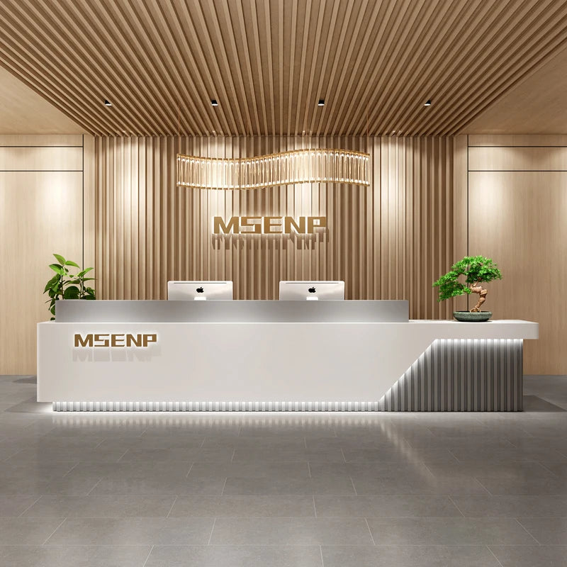Customized Glamour Reception Desks Exquisite Trendy Luxury Reception Desks Simple Storage Theke Empfang Commercial Furniture