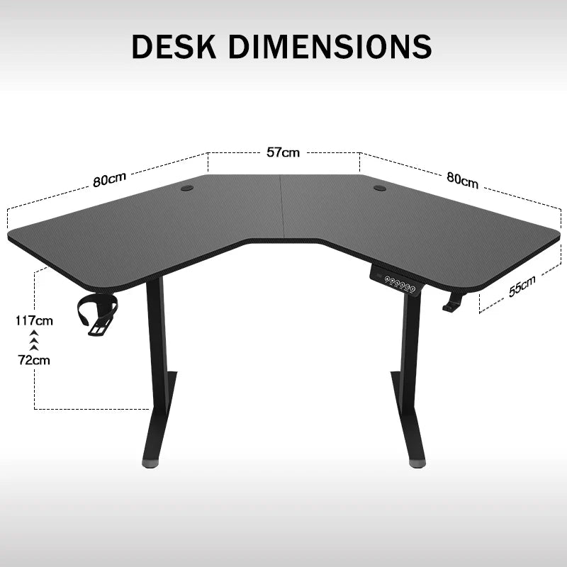 L Shaped Electric Standing Desk Height-adjustable Desk for Study Esports StandUp Corner Computer Desk Home Office Sit Stand Desk