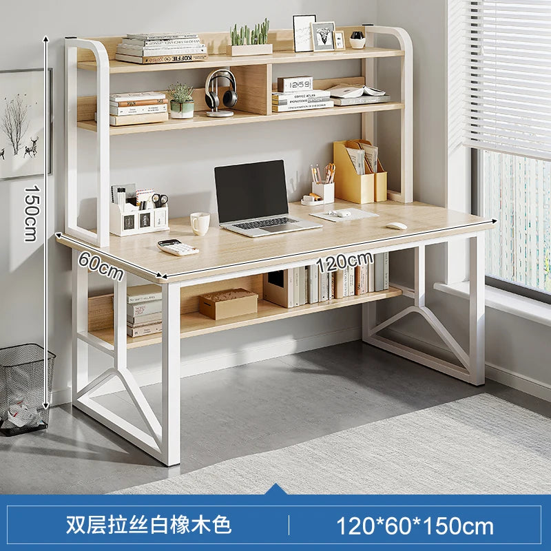 Modern Minimalist Desk Bookshelf Integrated with Student Study Desks, Writing Desks, Bedroom Home Desktop Computer Desks