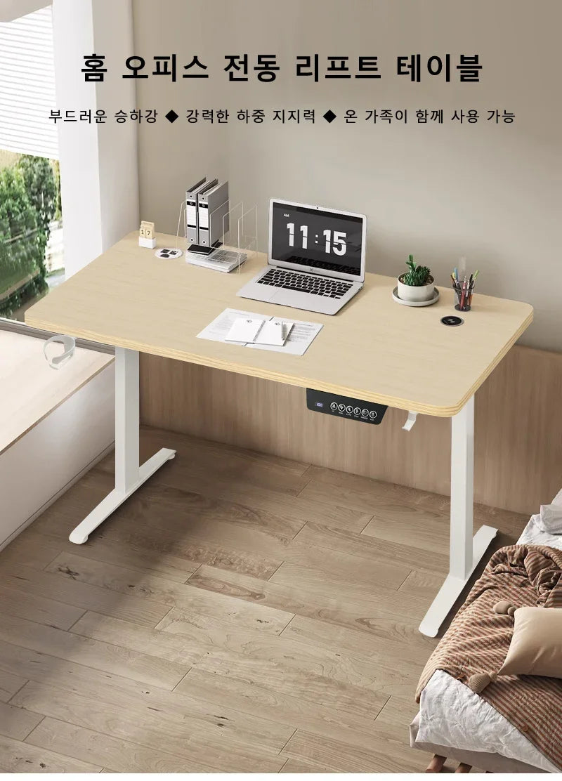 Electric Stand Up Desk Workstation Whole-Piece Desktop With Cup and headphone holder Ergonomic Height Adjustable Standing Desk