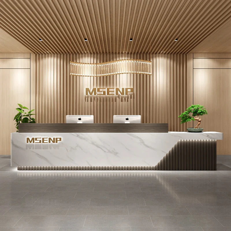 Customized Glamour Reception Desks Exquisite Trendy Luxury Reception Desks Simple Storage Theke Empfang Commercial Furniture
