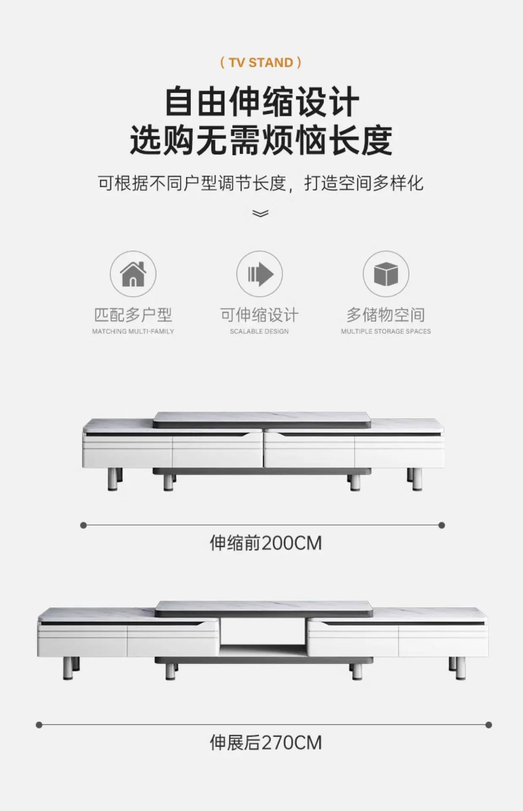Modern LED TV Stand for Televisions Up Coffee Table Glass Shelves and Drawer Gaming Entertainment Center with Multiple Cabinet