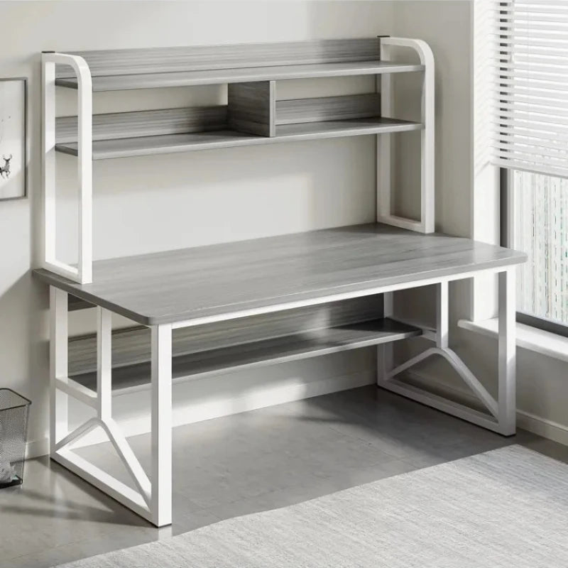 Modern Minimalist Desk Bookshelf Integrated with Student Study Desks, Writing Desks, Bedroom Home Desktop Computer Desks