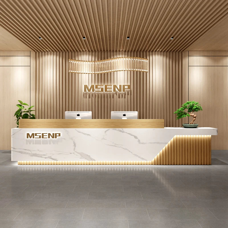 Customized Glamour Reception Desks Exquisite Trendy Luxury Reception Desks Simple Storage Theke Empfang Commercial Furniture