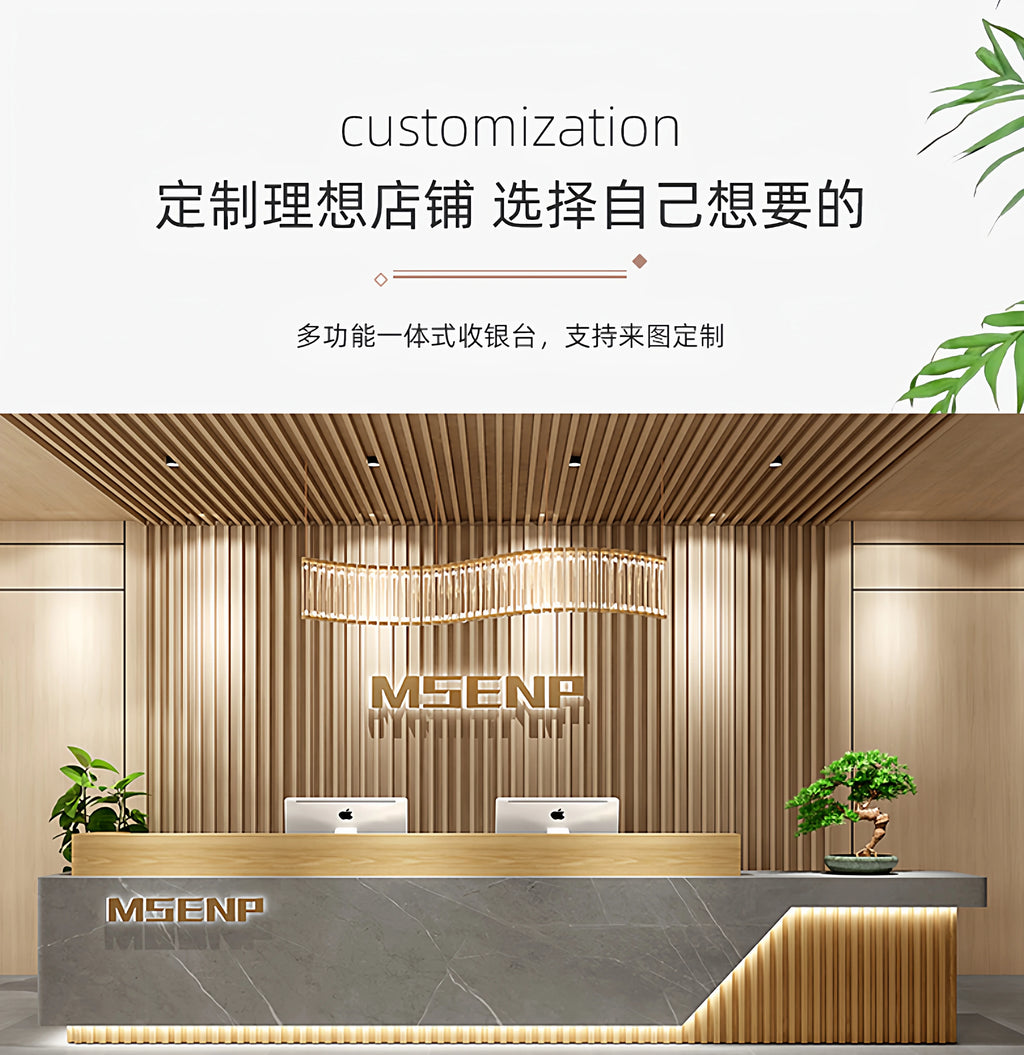 Customized Glamour Reception Desks Exquisite Trendy Luxury Reception Desks Simple Storage Theke Empfang Commercial Furniture