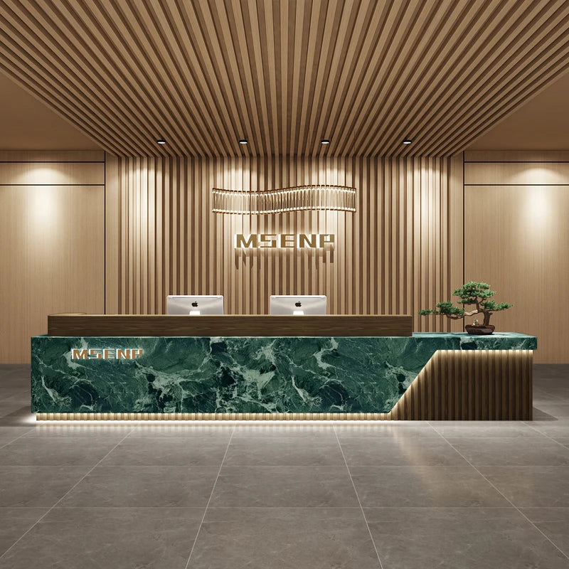 Customized Glamour Reception Desks Exquisite Trendy Luxury Reception Desks Simple Storage Theke Empfang Commercial Furniture