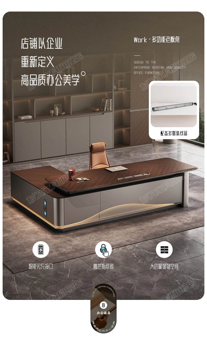 L Shape Storage Executive Desk Designer Computer Bureaux Table Computer Desks Workstation Modern Mesa Escriotorio Home Office