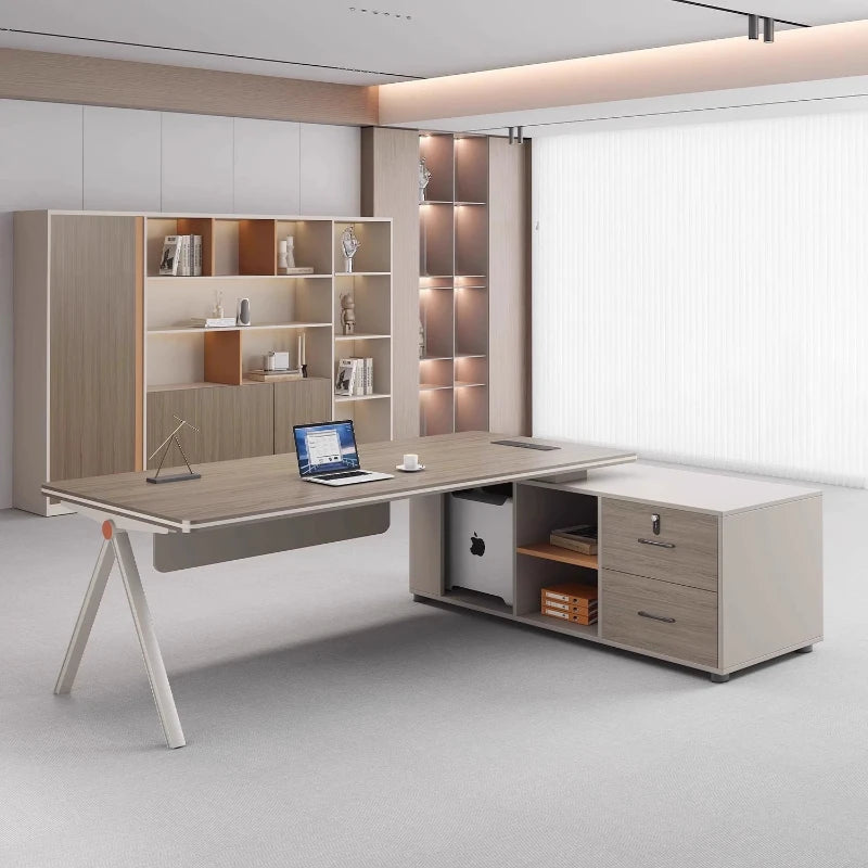 Large Wood Aesthetic Office Desk Designer Modern Drawers Standing Computer Desk Executive Wooden Mesa Escrivaninha Furniture