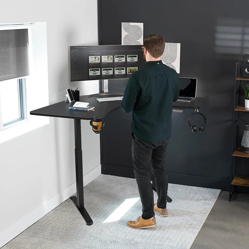 L Shaped Electric Standing Desk Height-adjustable Desk for Study Esports StandUp Corner Computer Desk Home Office Sit Stand Desk