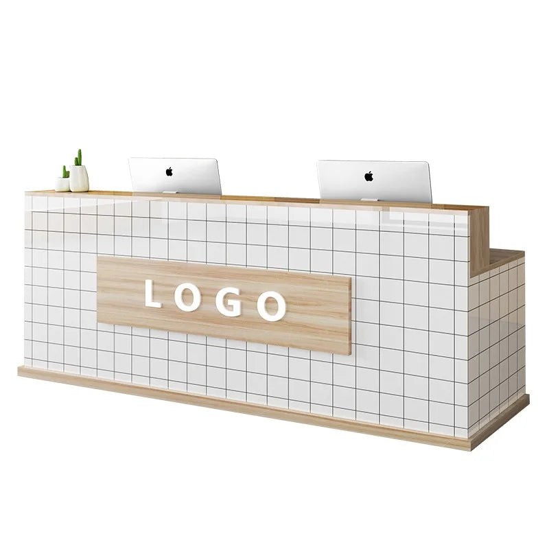 Custom Black Reception Desks Stylish Design Front Checkout Reception Desks Beauty Salon Mostrador Negocio Commercial Furniture
