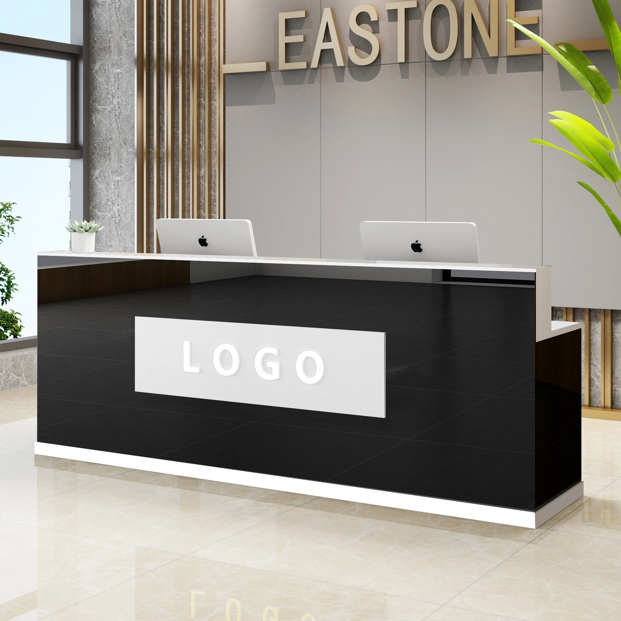 Custom Black Reception Desks Stylish Design Front Checkout Reception Desks Beauty Salon Mostrador Negocio Commercial Furniture