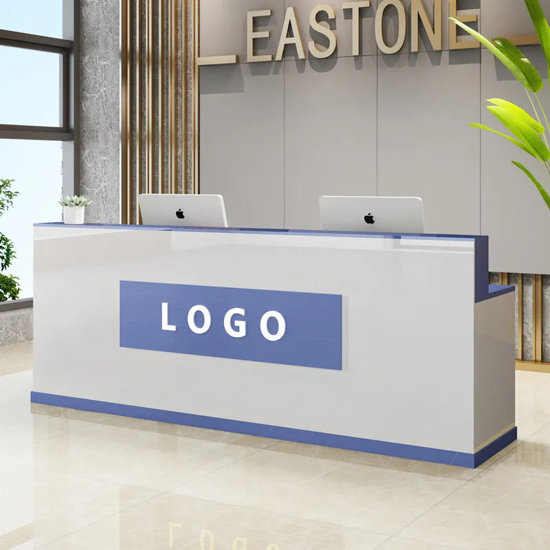 Custom Black Reception Desks Stylish Design Front Checkout Reception Desks Beauty Salon Mostrador Negocio Commercial Furniture