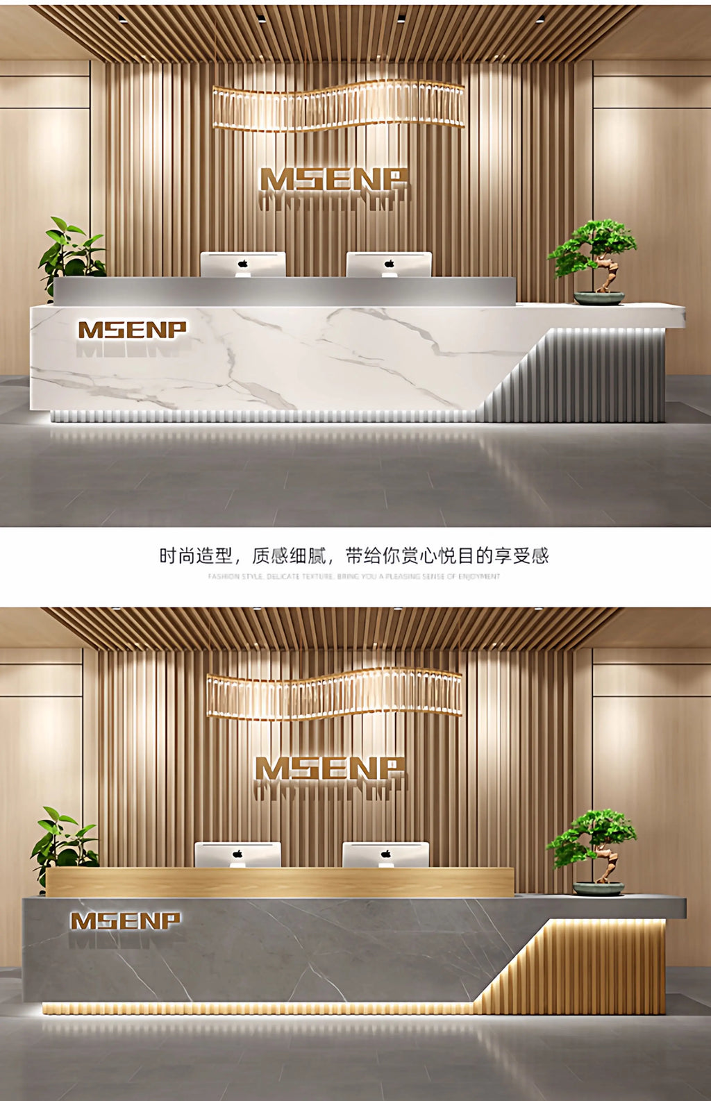 Customized Glamour Reception Desks Exquisite Trendy Luxury Reception Desks Simple Storage Theke Empfang Commercial Furniture